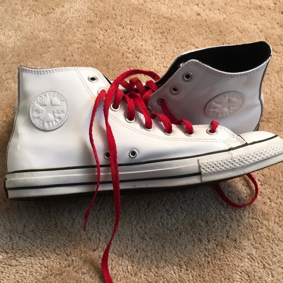 Men’s converse - white patent leather high top